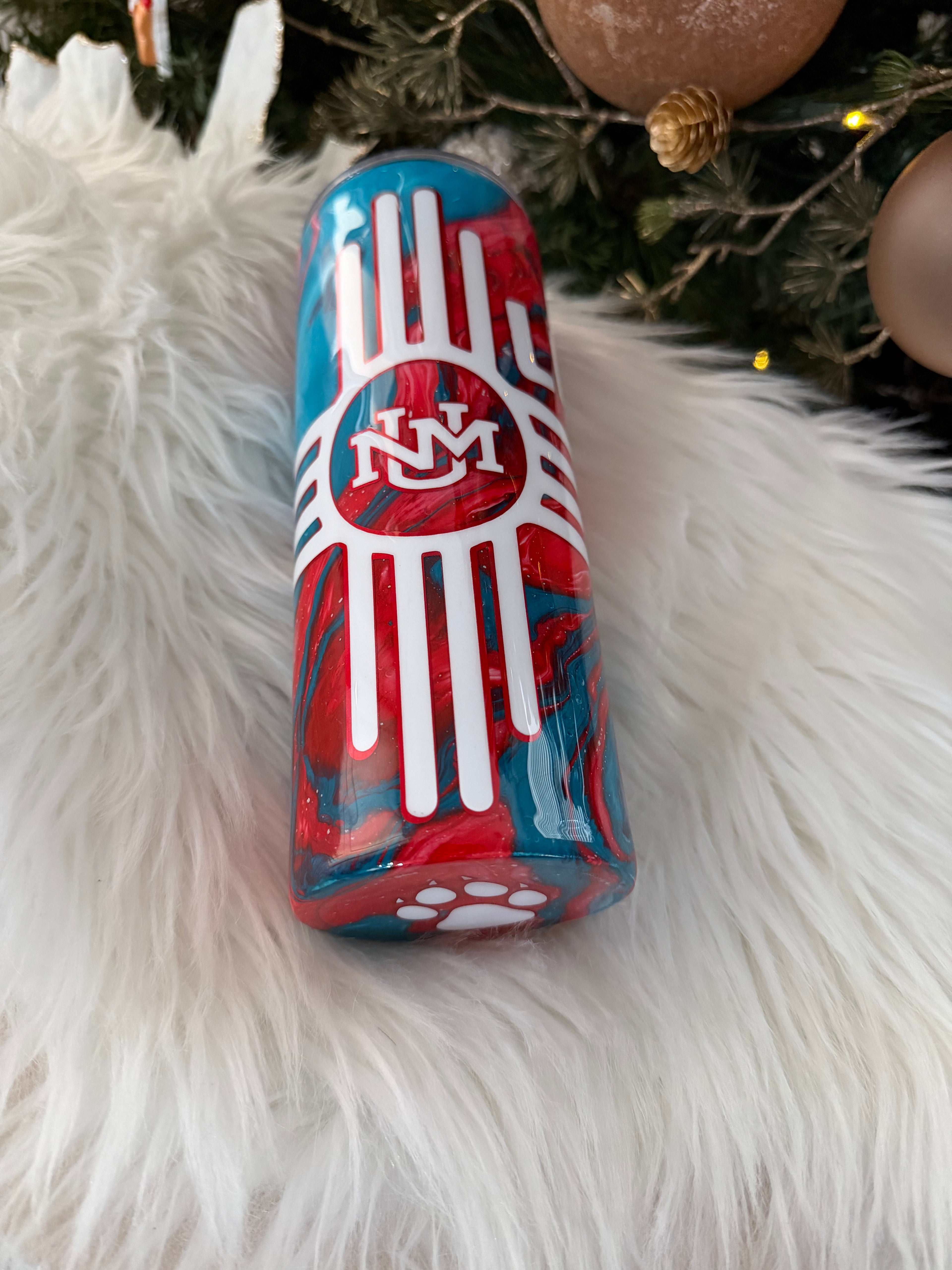 24oz UNM Lobos (Teal/Red Hydrodip)