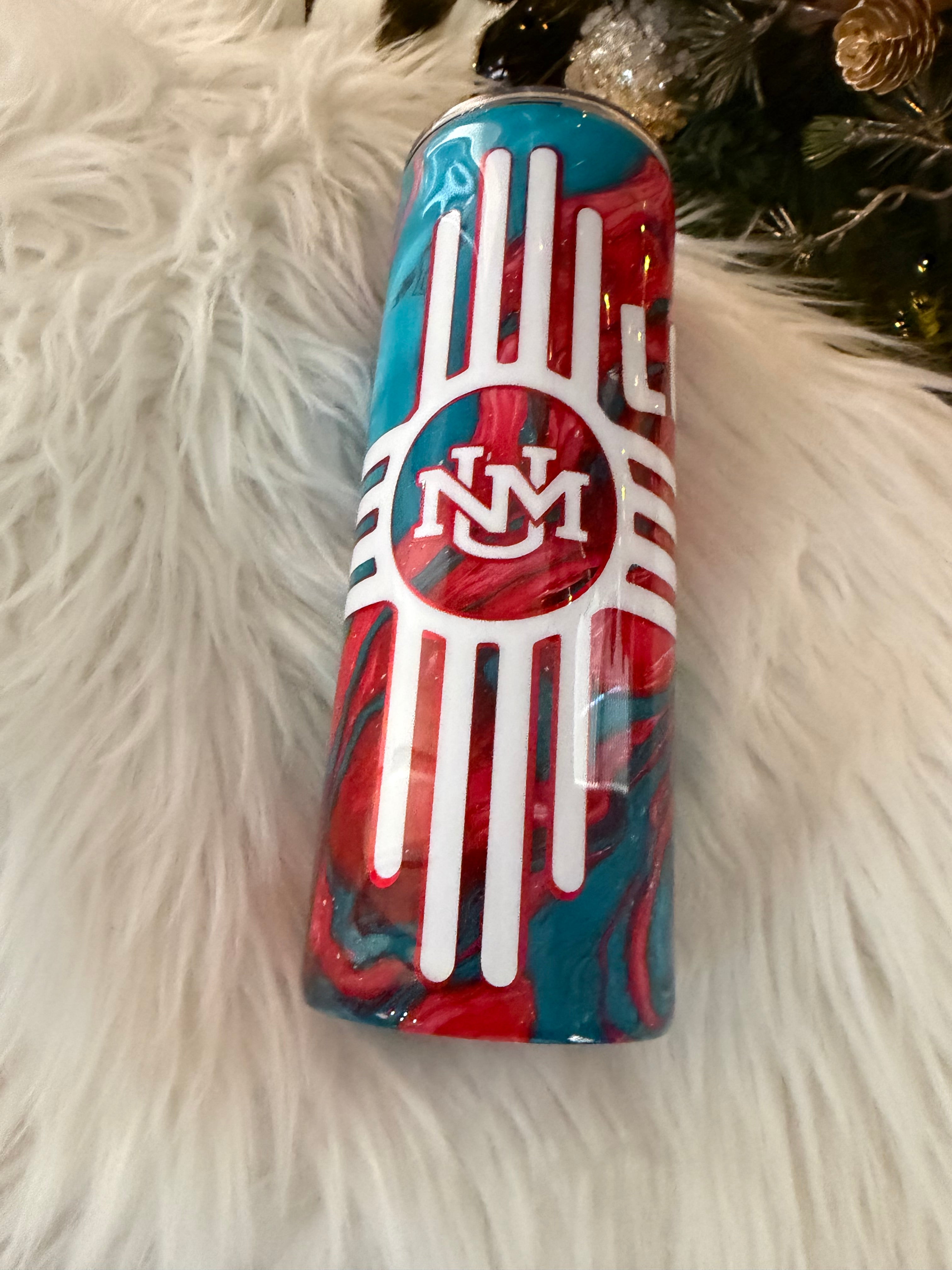 24oz UNM Lobos (Teal/Red Hydrodip)